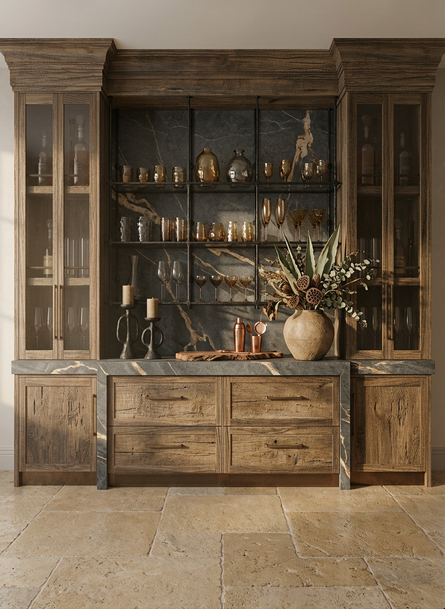 Contemporary Rustic Bar Area