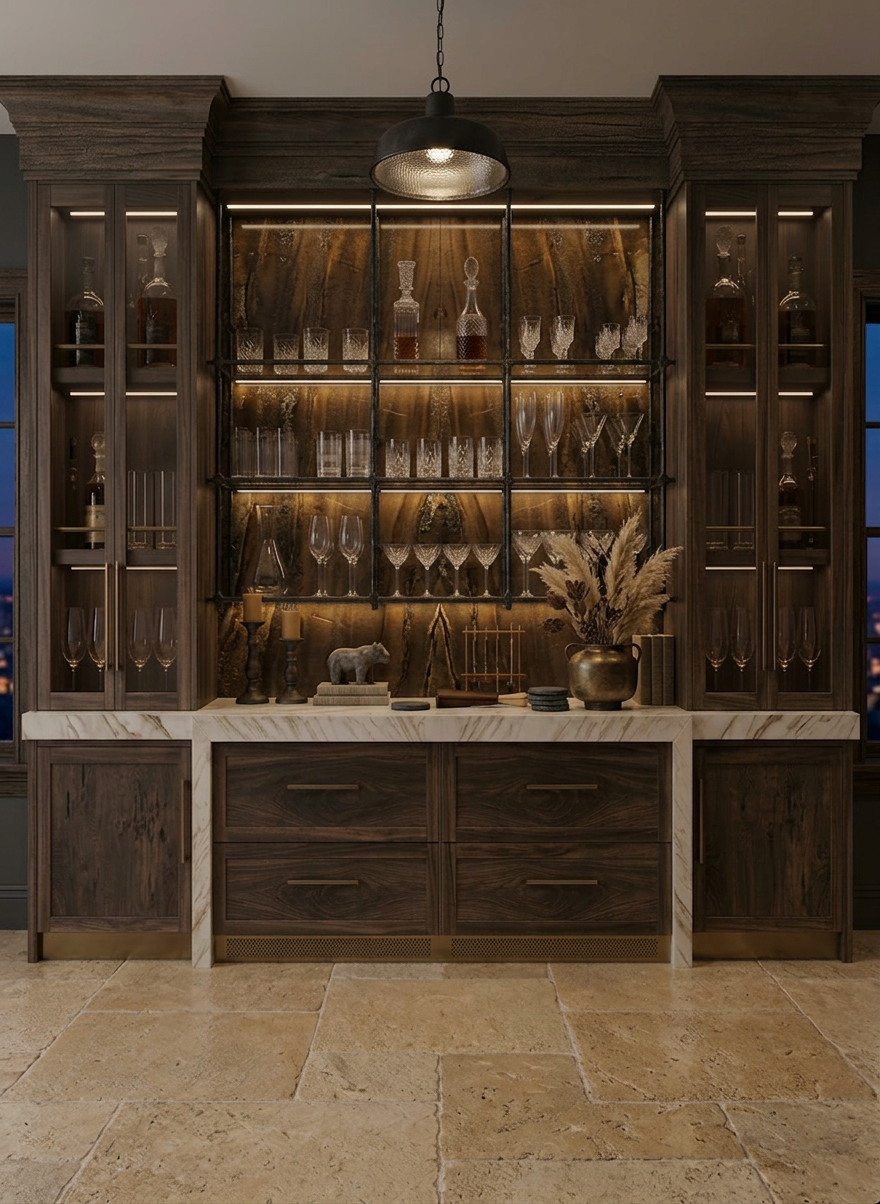 Contemporary Rustic Bar Area