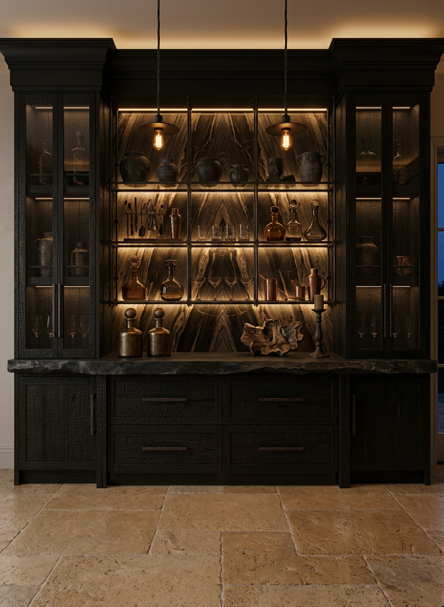 Contemporary Rustic Bar Area