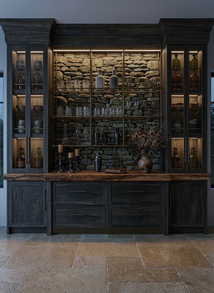 Contemporary Rustic Bar Area