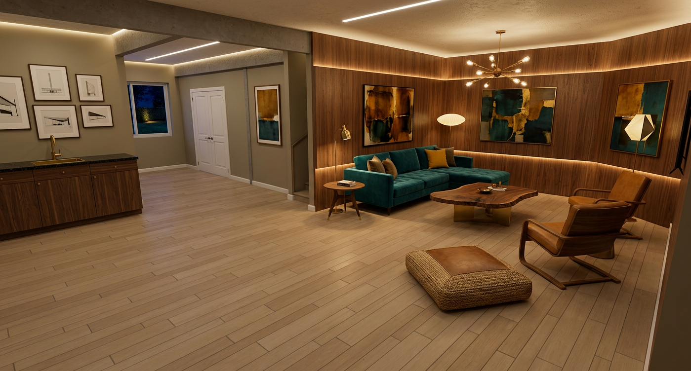 Mid Century Modern Basement