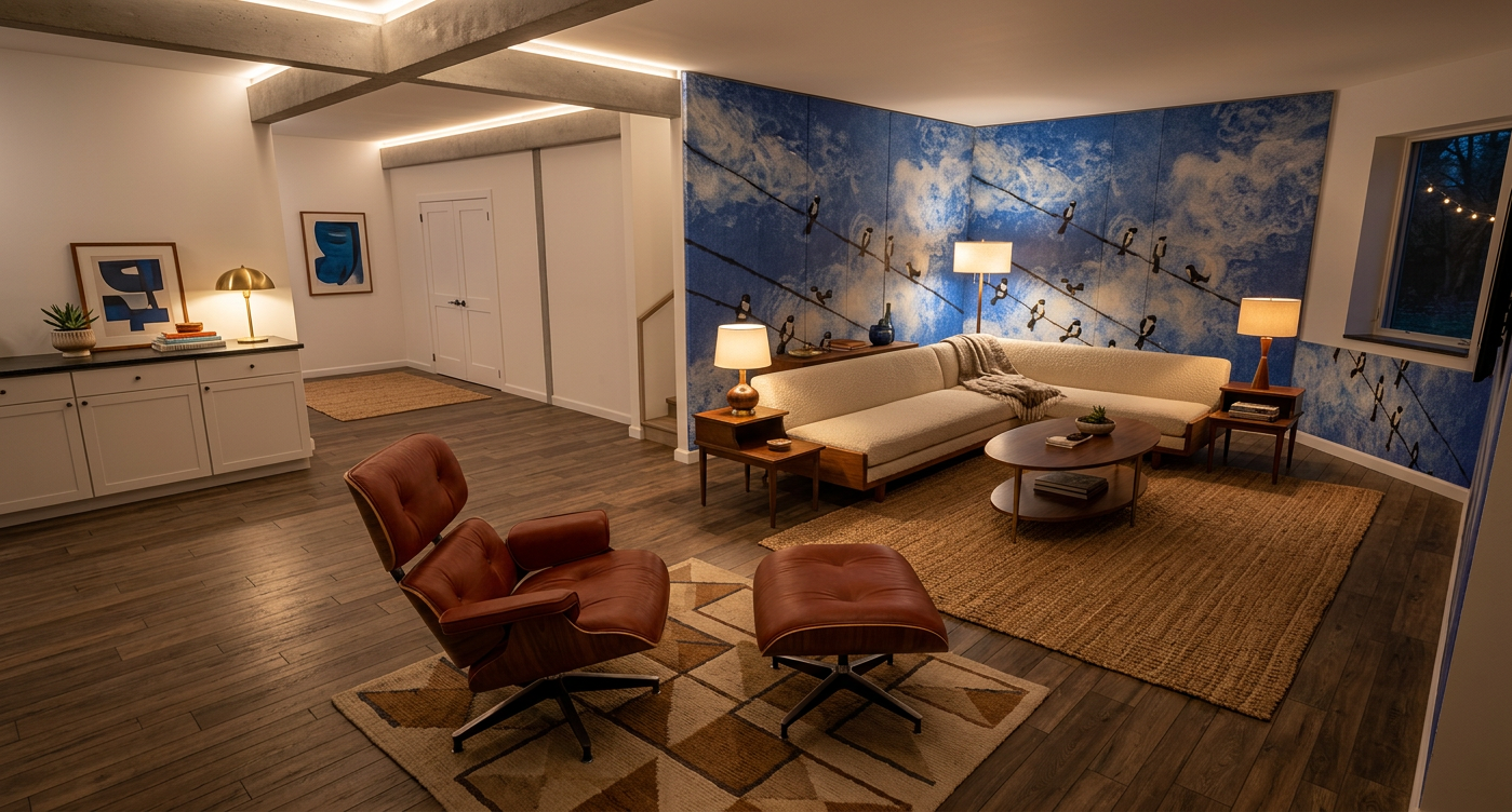 Mid Century Modern Basement