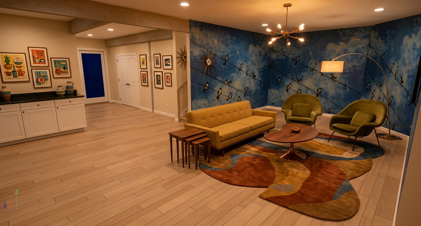 Mid Century Modern Basement