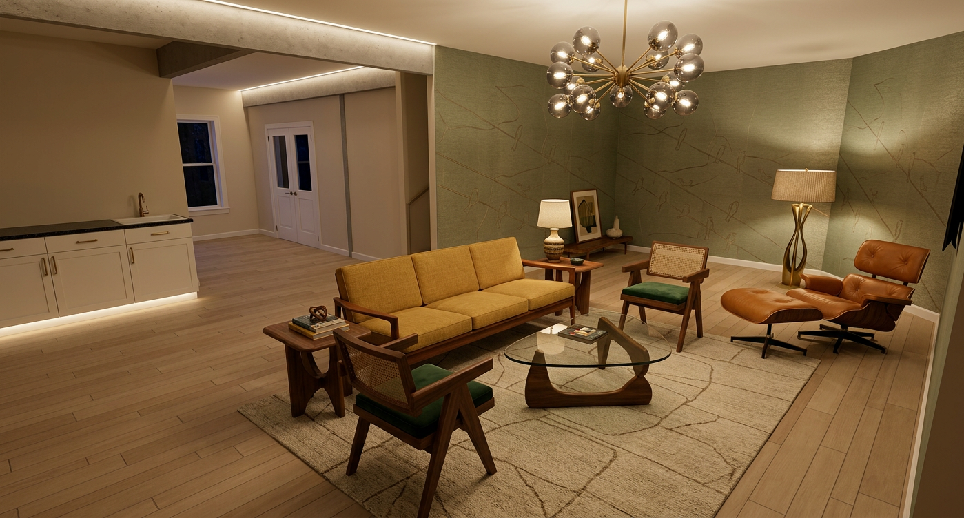 Mid Century Modern Basement