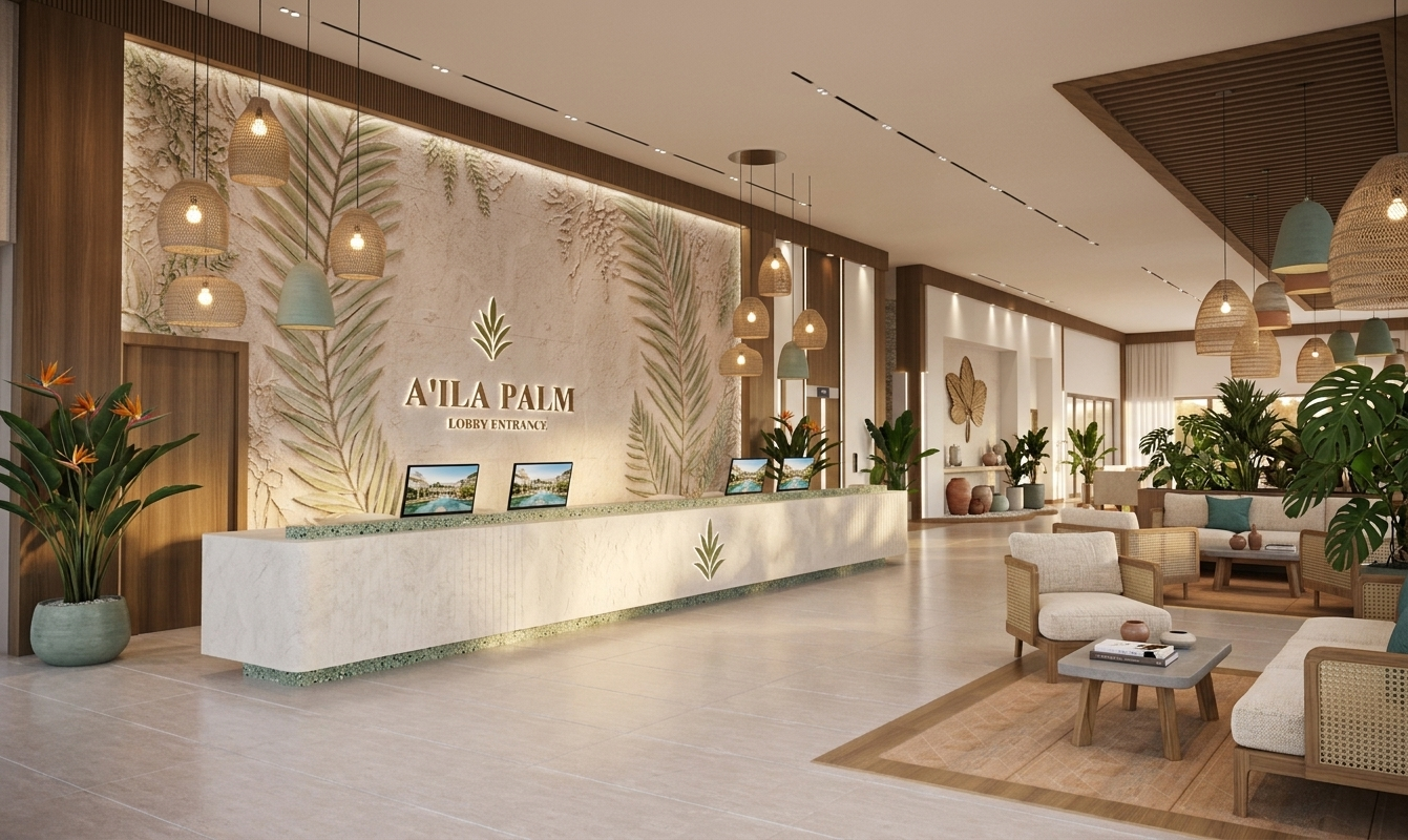 Modern Tropical Reception Area