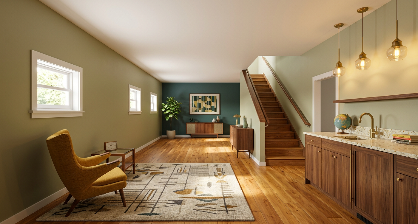 Mid Century Modern Basement