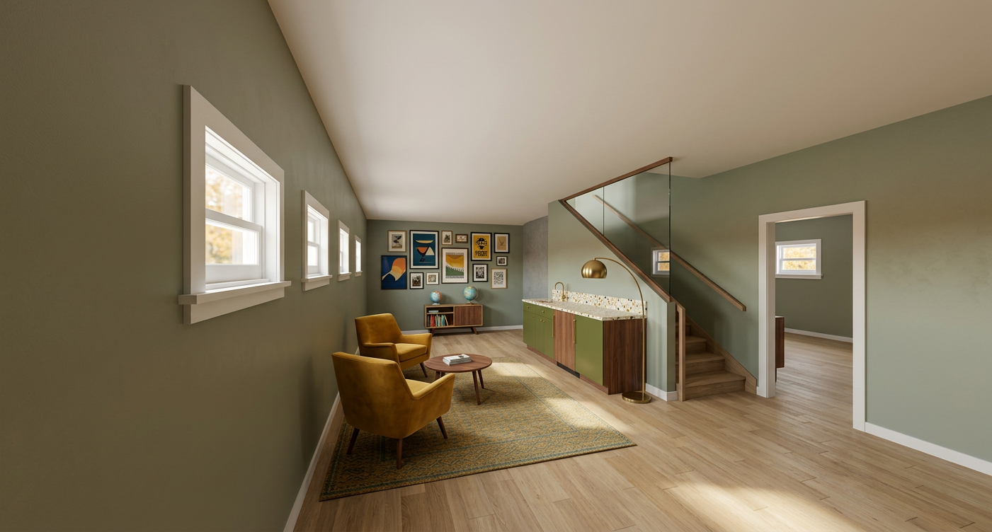 Mid Century Modern Basement