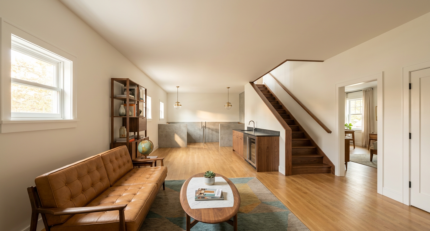 Mid Century Modern Basement