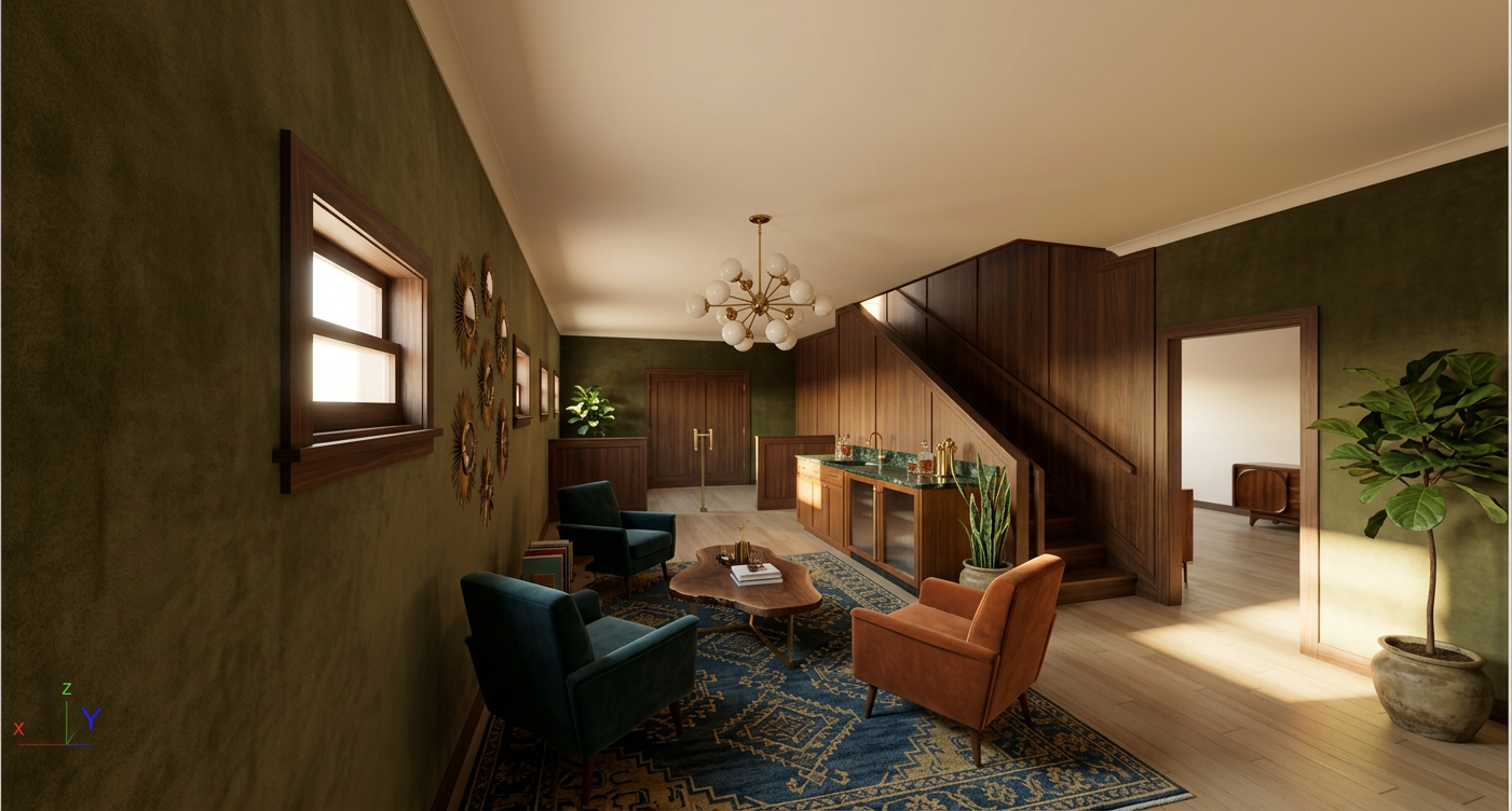 Mid Century Modern Basement