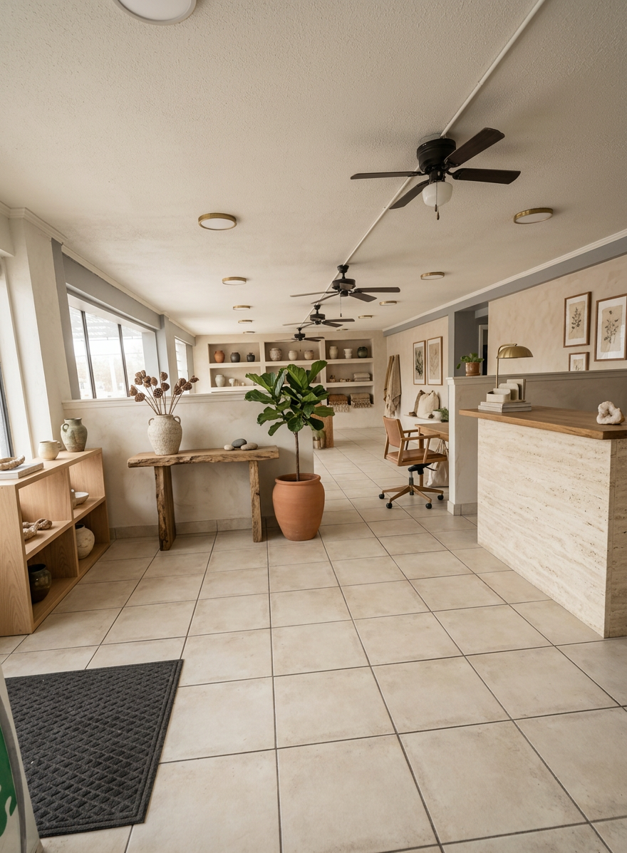 Earthy Minimalism Reception Area