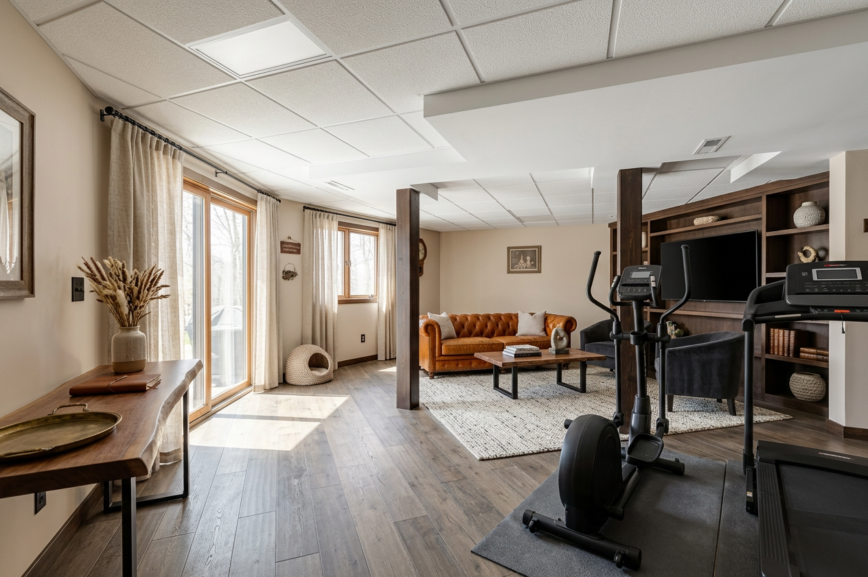 Contemporary Rustic Basement