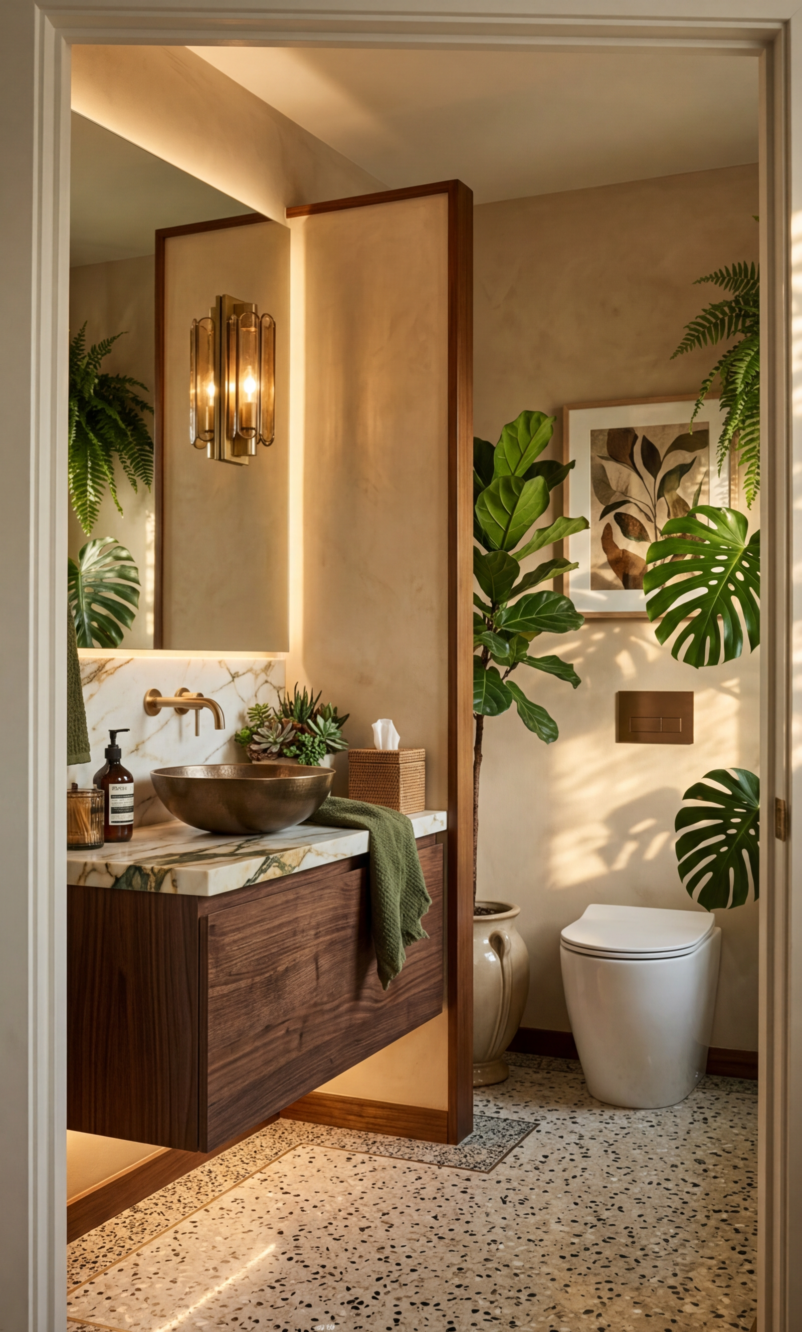 Modern Tropical Powder Room