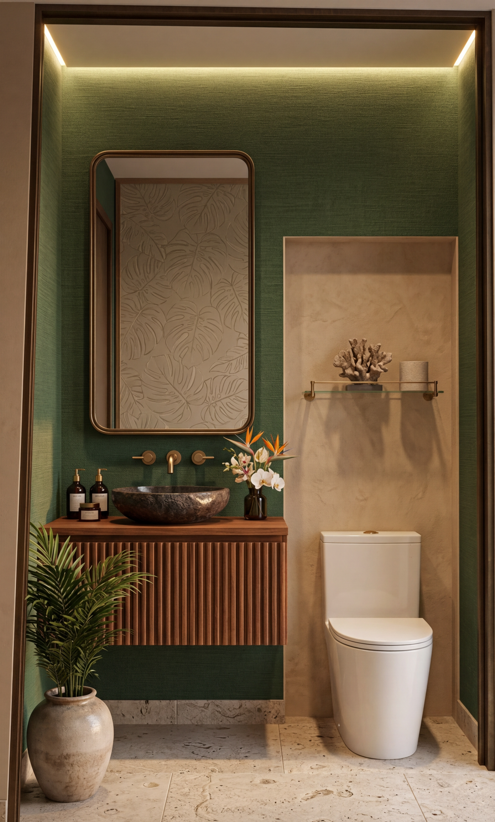 Modern Tropical Powder Room