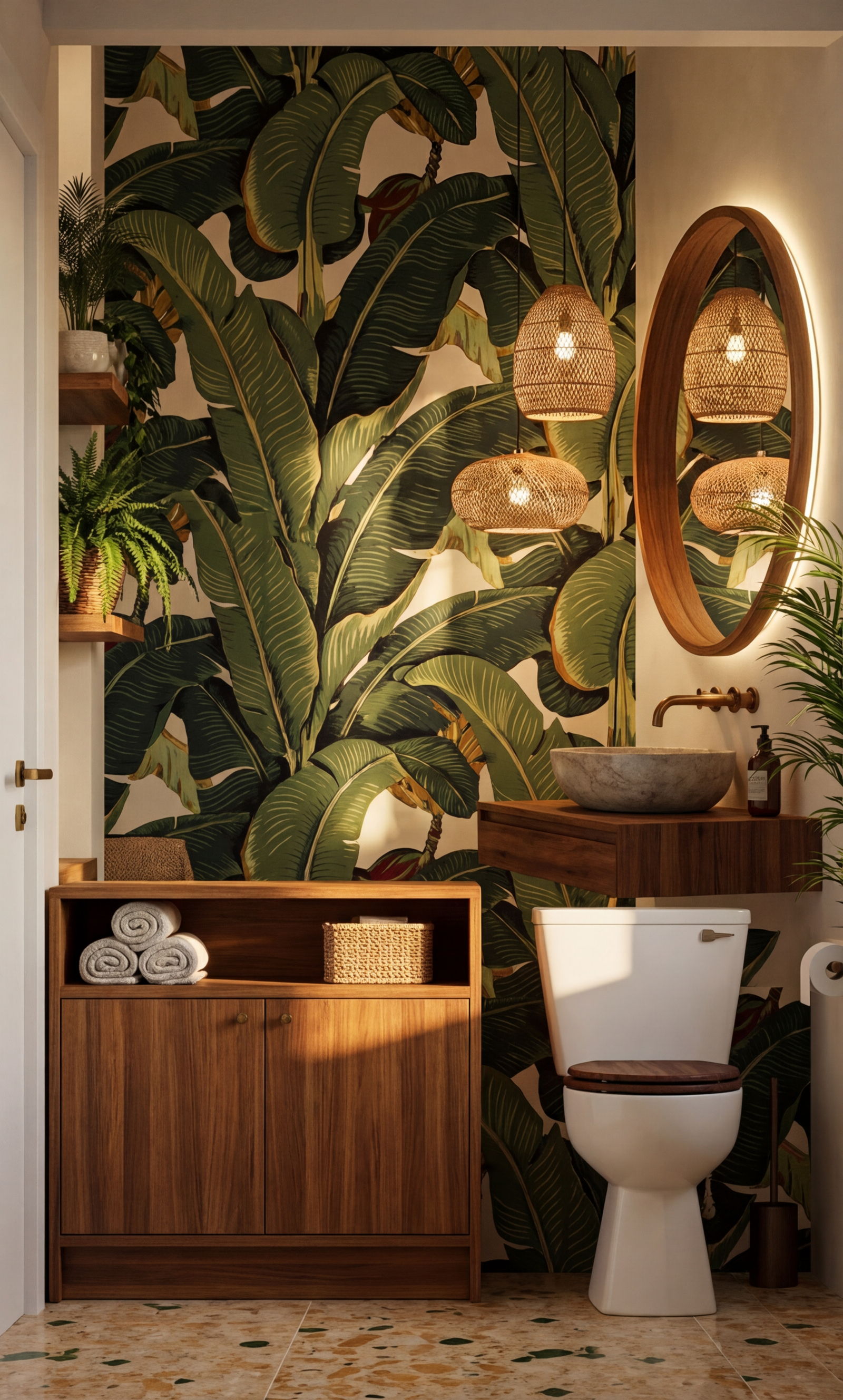 Modern Tropical Powder Room