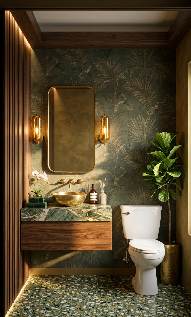 Modern Tropical Powder Room