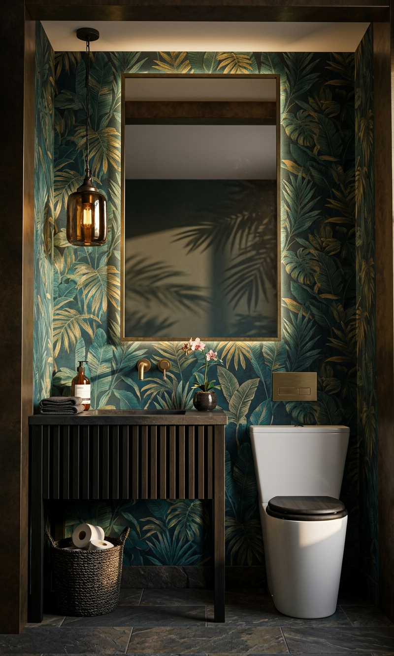 Modern Tropical Powder Room