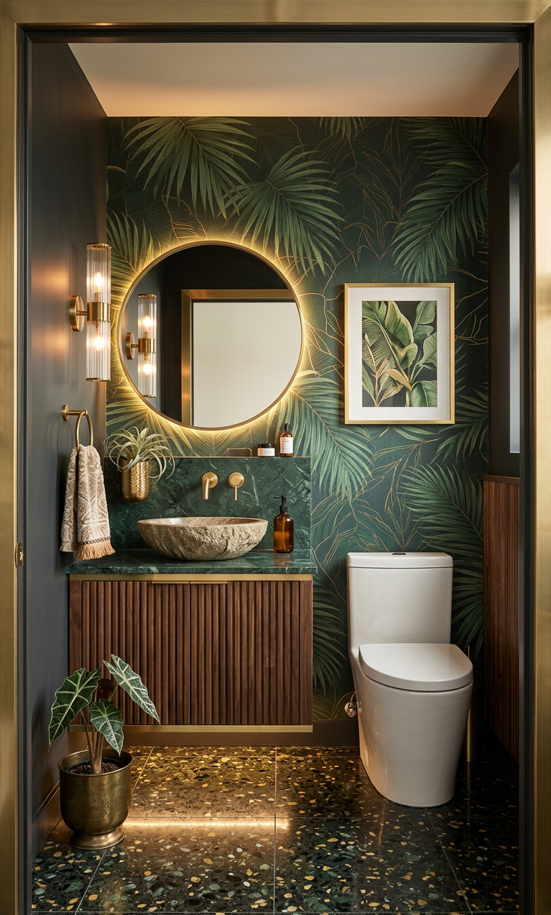Modern Tropical Powder Room