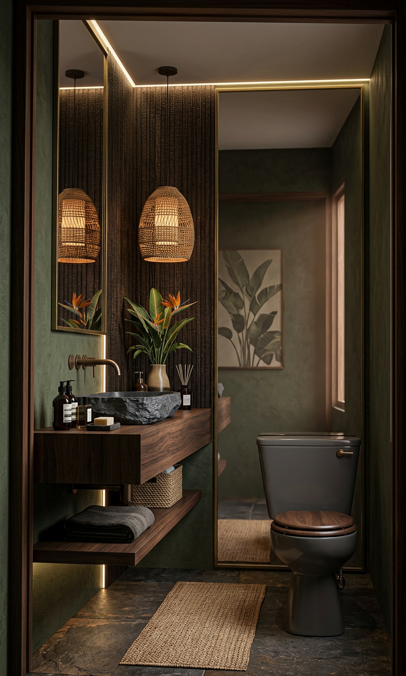Modern Tropical Powder Room