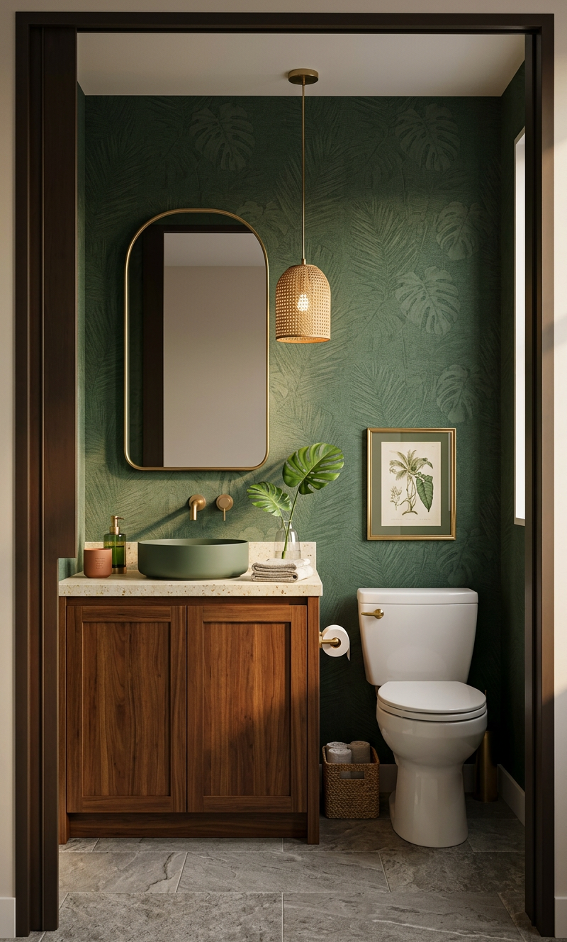Modern Tropical Powder Room
