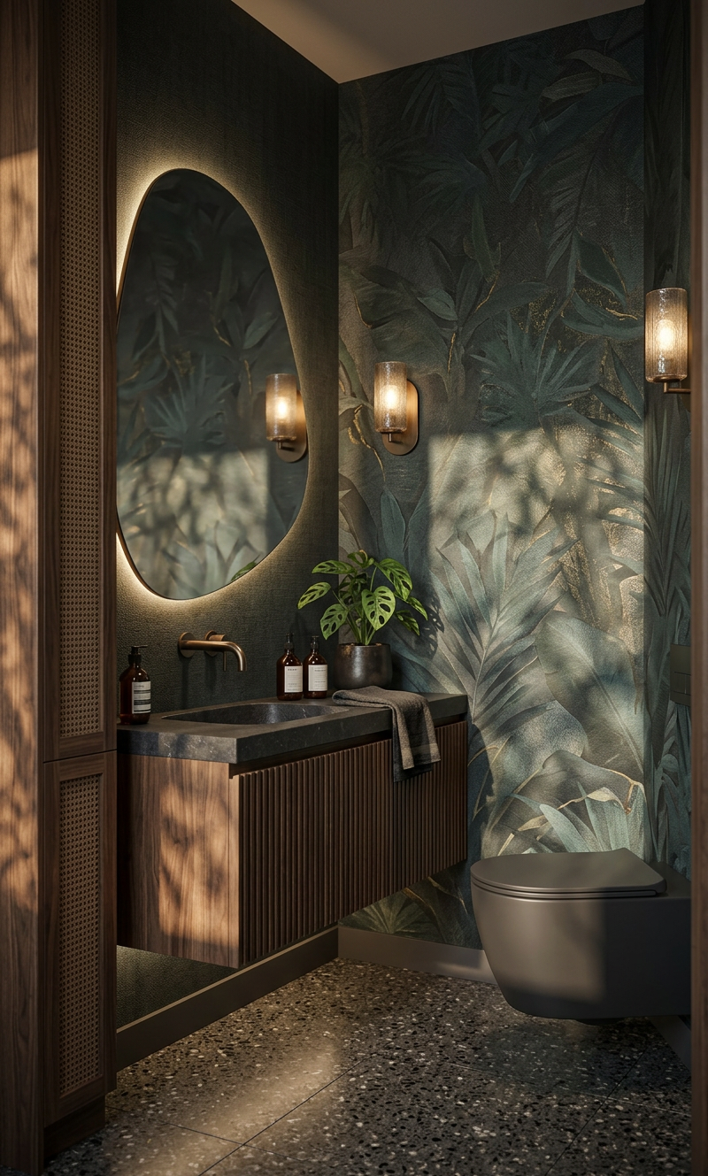 Modern Tropical Powder Room