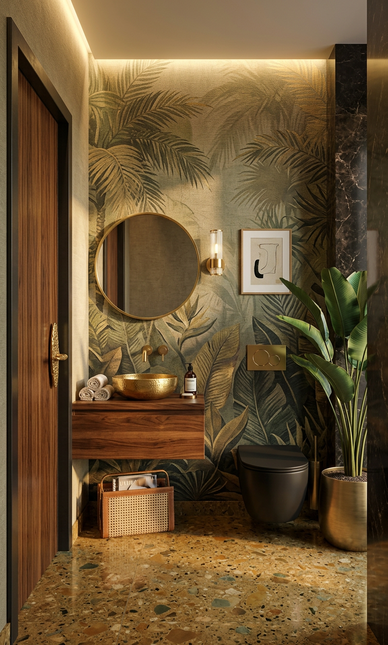 Modern Tropical Powder Room