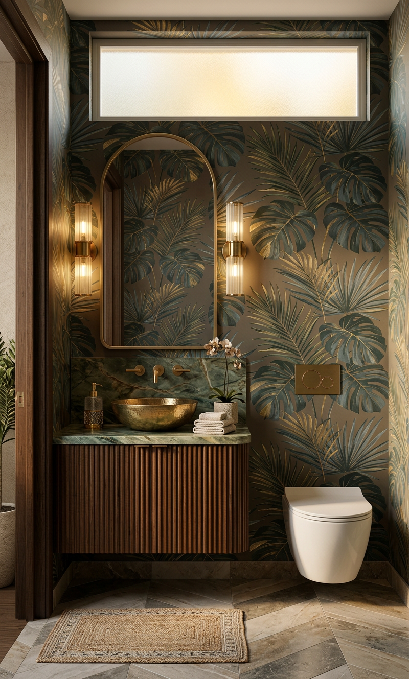Modern Tropical Powder Room