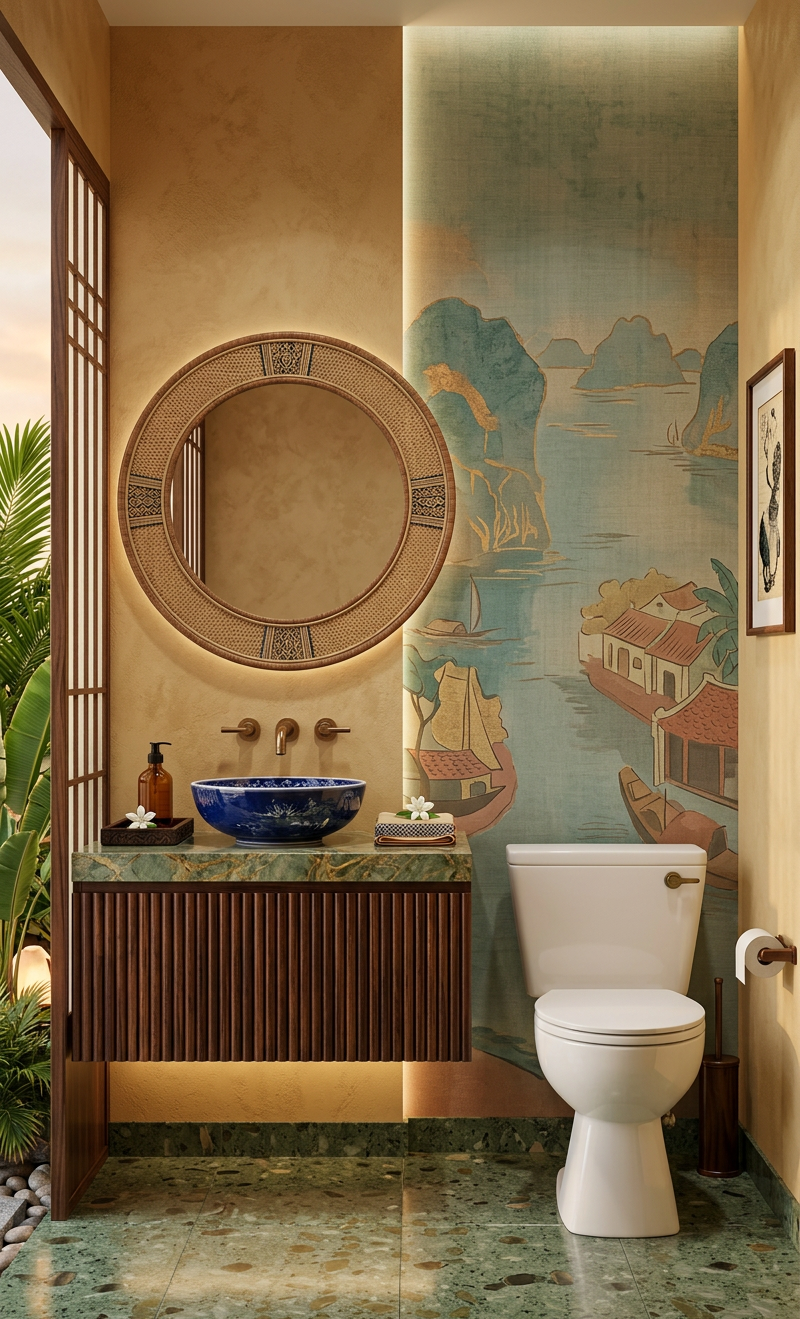 Vietnamese Tropical Powder Room