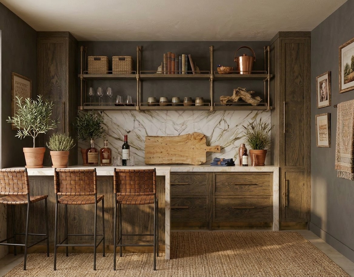 Contemporary Rustic Bar Area